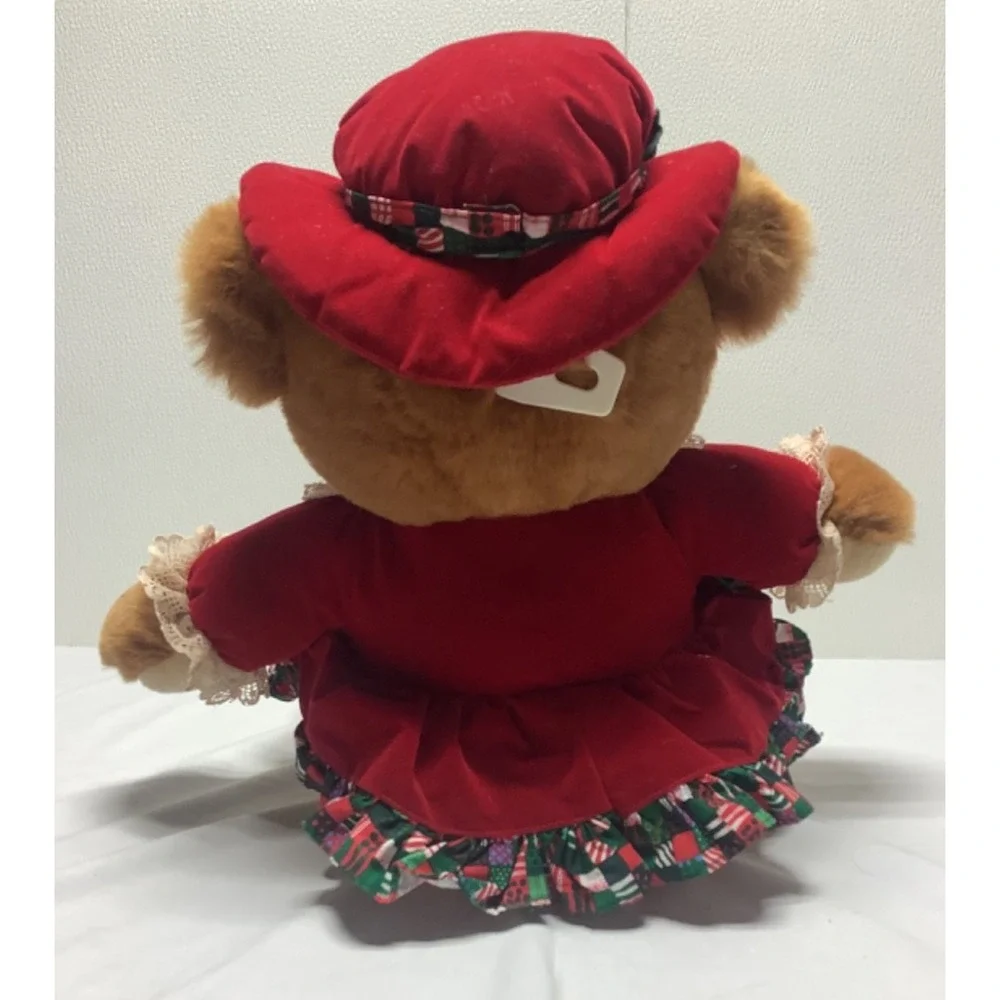 NEW VTG 1994 Teddy Bear Lane Christmas Bear Plush Kmart Stuffed Toy Red Dress